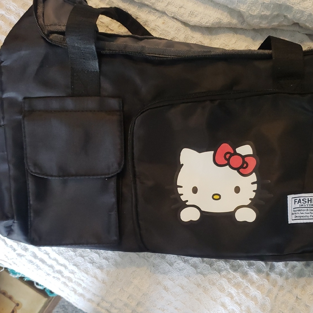 Hello Kitty Black Tote Bag with Front Pocket